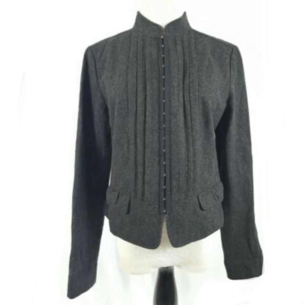 HINGE x NORDSTROM | Charcoal Gray Jacket Ruffle Tuxedo Pleated Pea Coat | Large
